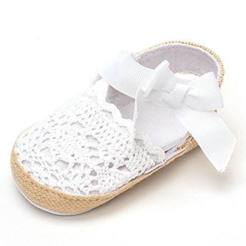 ESTAMICO Infant Girls' Net-Yarn Lace Bow Sandals White US 5 - Image 1