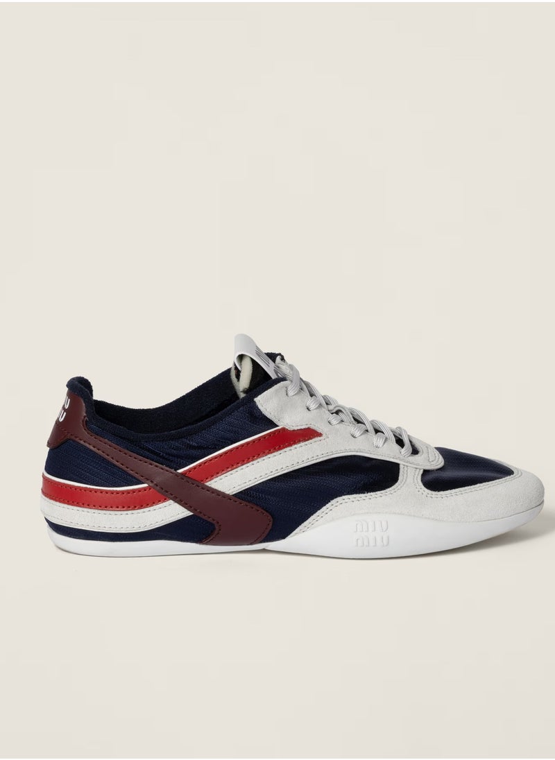 Miu Miu Miu Gymnasium Technical Fabric And Suede Sneakers In Baltic Blue/Amaranth  - Image 1