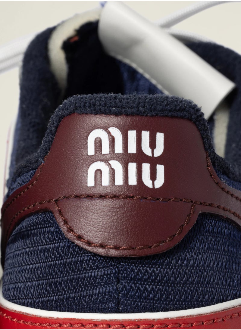 Miu Miu Miu Gymnasium Technical Fabric And Suede Sneakers In Baltic Blue/Amaranth  - Image 2