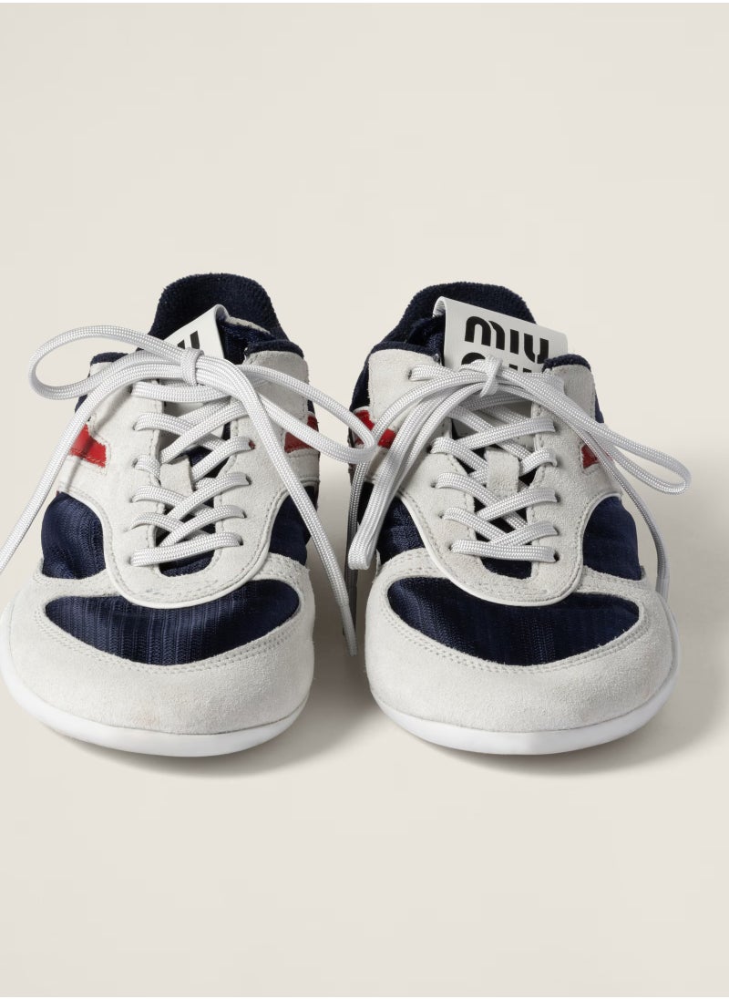 Miu Miu Miu Gymnasium Technical Fabric And Suede Sneakers In Baltic Blue/Amaranth  - Image 3