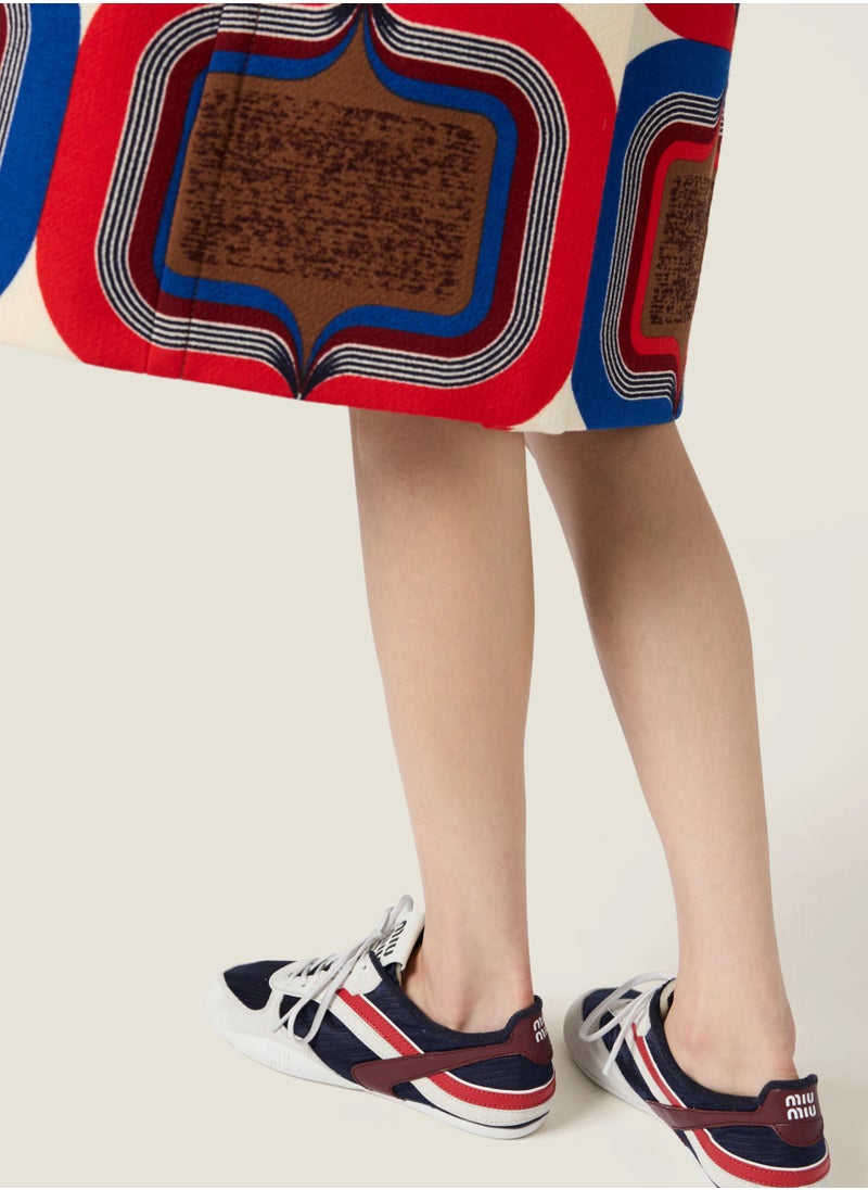 Miu Miu Miu Gymnasium Technical Fabric And Suede Sneakers In Baltic Blue/Amaranth  - Image 4