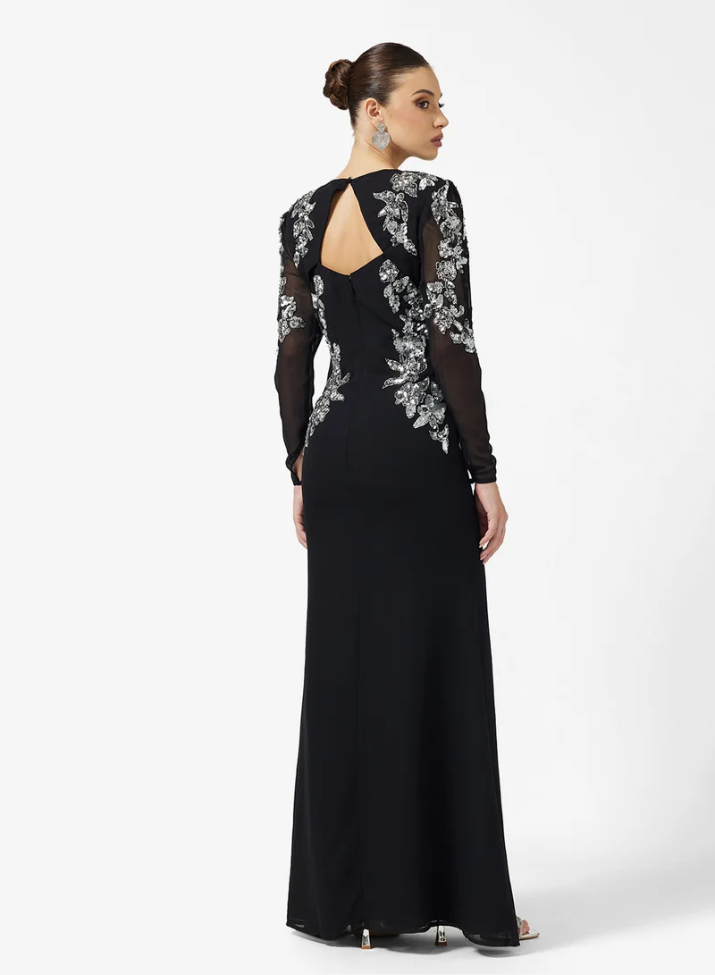 فروك اند فرل Mesh Detailed Embellished Maxi Dress