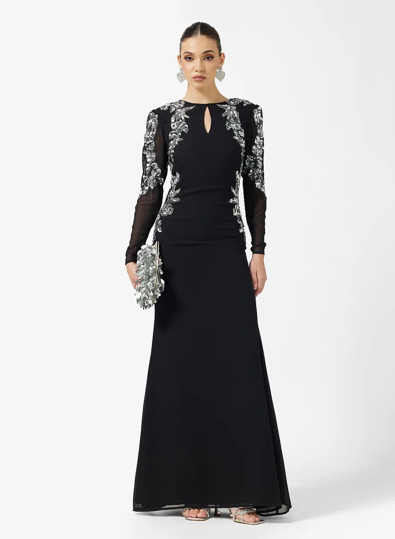 فروك اند فرل Mesh Detailed Embellished Maxi Dress