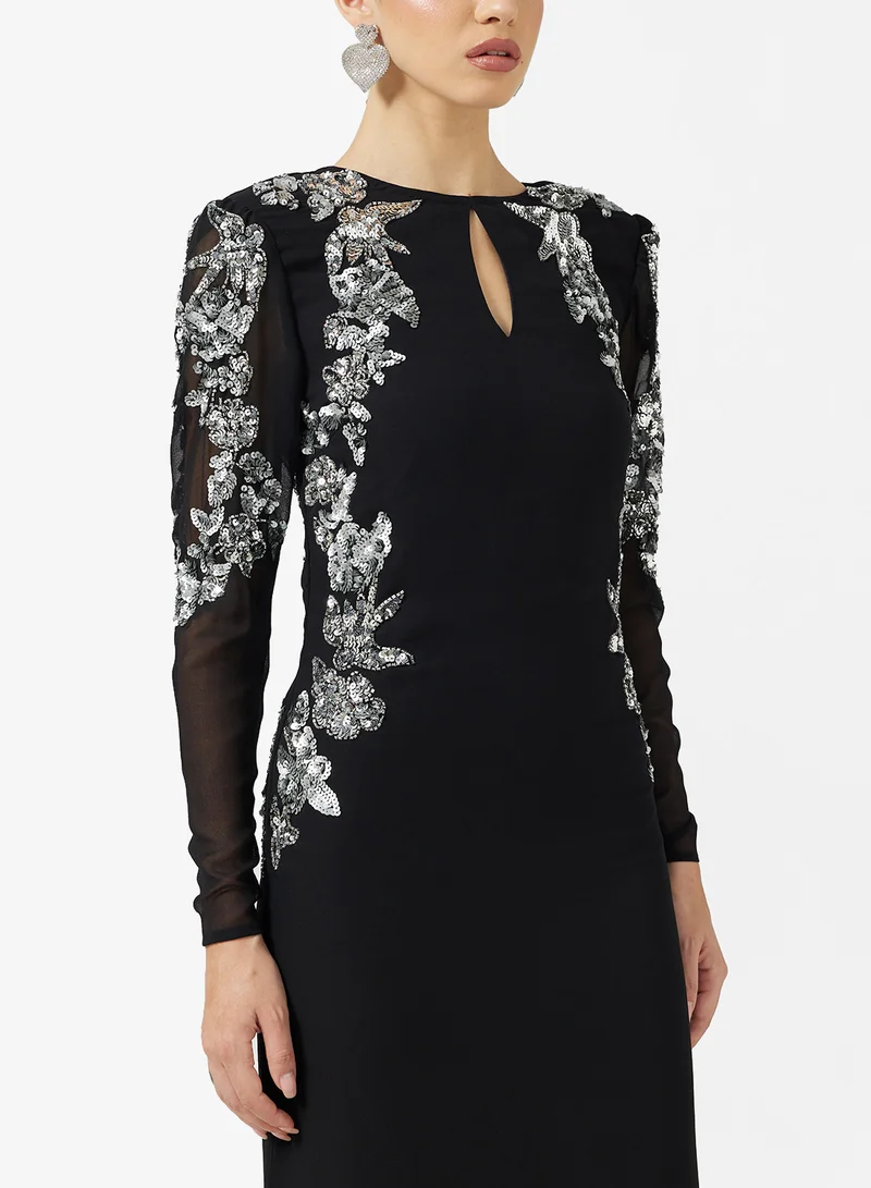 فروك اند فرل Mesh Detailed Embellished Maxi Dress
