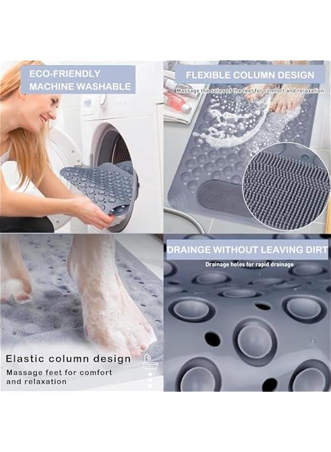 Bath Tub Shower Mat 50 x 80CM Non-Slip and Extra Large, Bathtub Mat with Suction Cups, Machine Washable Bathroom Mats with Drain Holes