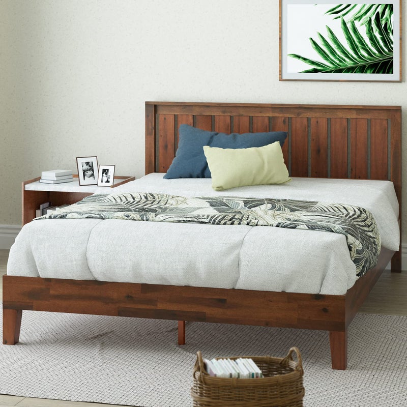ZINUS Vivek Deluxe Wood Platform Bed Frame with Headboard Wood Slat Support No Box Spring Needed Easy Assembly Full Antique Espresso