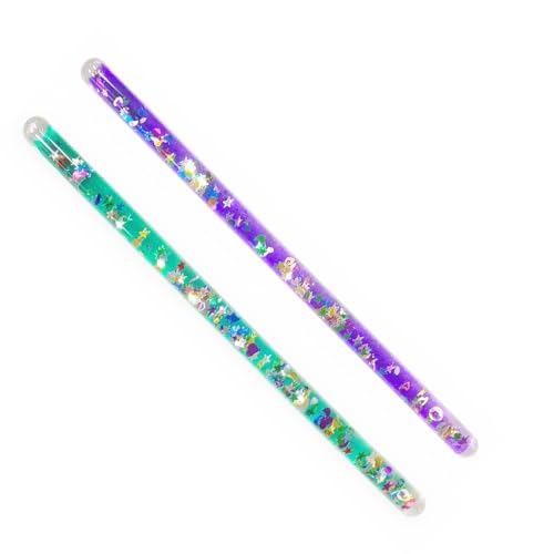 STAR MAGIC Glitter Wand Magic Wonder Wand Tube for Kids Two 11 Halloween Costume Accessory Princess Fairy Wizard Pretend Play Purple Green - Image 1