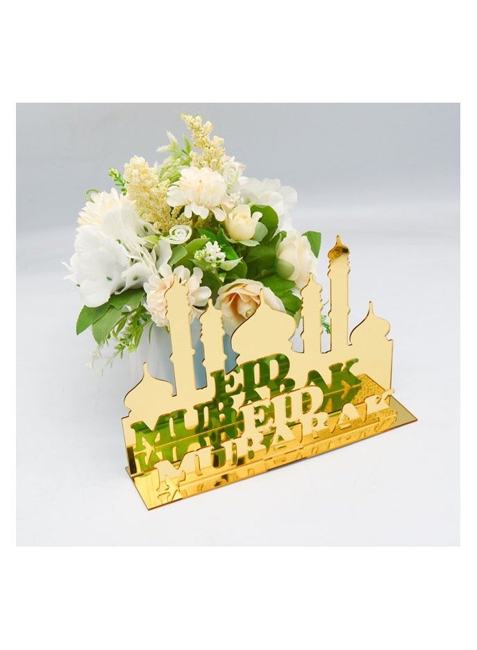 Eworld Exquisite Acrylic Ramadan Tabletop Decor for Home, Islamic Lightweight Craft Ornament Featuring Eid Mubarak Calligraphy, Perfect Crescent Ornaments for Islamic Parties, Radiant in Gold - Image 5