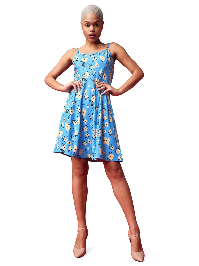 PURVAJA Women’s Fit & Flare Knee Length Dress (Wini-014-Fuzzy_Blue_Small) - Image 1