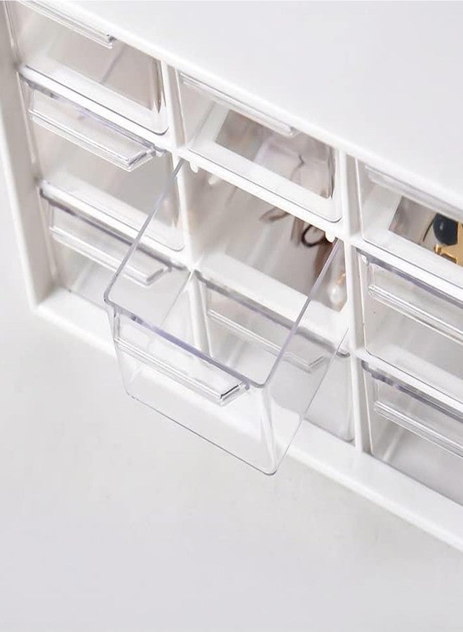 LIPCHEEGO Small Drawer Organizer for Desk, Mini Desktop Drawer Organizer with 9 Clear Drawers, Plastic Desktop Craft Storage Box for Desk Office School Home (White) - Image 4