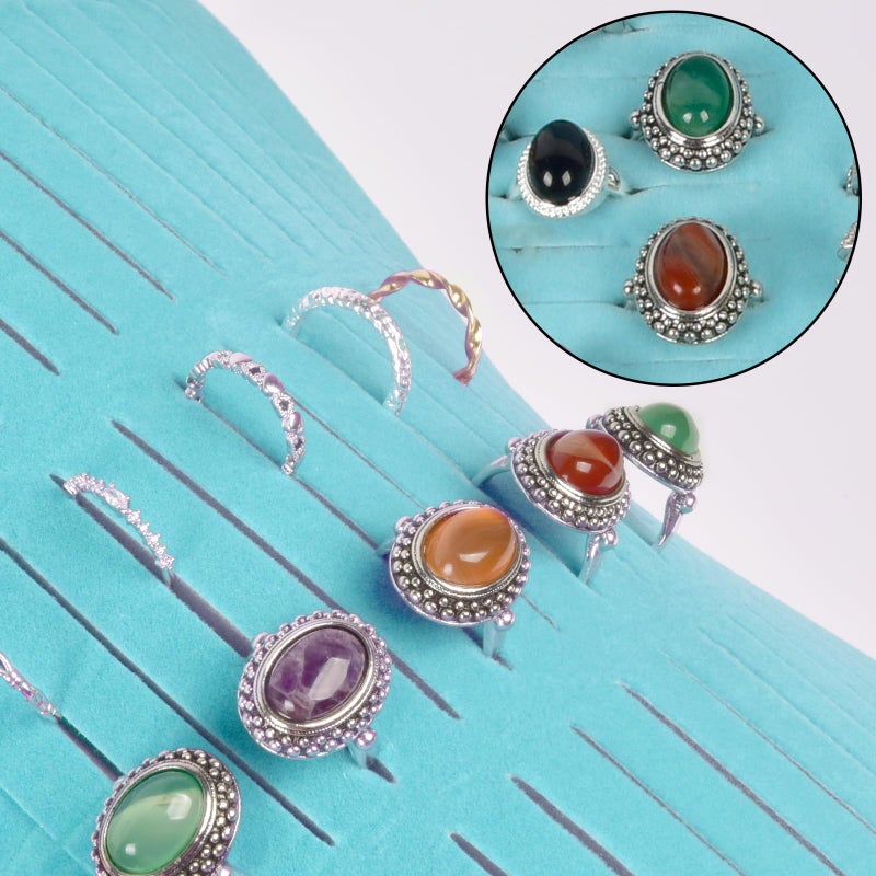 GWCASE Ring Organizer Storage Case - Jewelry Ring Display Collector Box with 42 Slots. Rings Tray Holder Showcase Fits for 50+ Rings, Earrings, Brooches and Cufflinks (Box Only)-Blue - Image 3