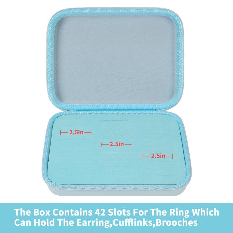 GWCASE Ring Organizer Storage Case - Jewelry Ring Display Collector Box with 42 Slots. Rings Tray Holder Showcase Fits for 50+ Rings, Earrings, Brooches and Cufflinks (Box Only)-Blue - Image 5