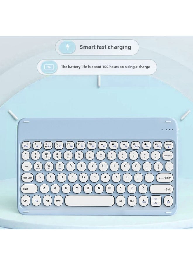 Round Cap Bluetooth Keyboard For IPad Huawei Mobile Phone Tablet PC Charging Magnetic Wireless Mouse Keyboard Wholesale-Color:Square 10inch Keyboard + Mouse Purple-tc Port-Product Type:Bluetooth Keyboard