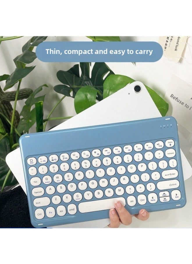 Round Cap Bluetooth Keyboard For IPad Huawei Mobile Phone Tablet PC Charging Magnetic Wireless Mouse Keyboard Wholesale-Color:Square 10inch Keyboard + Mouse Purple-tc Port-Product Type:Bluetooth Keyboard