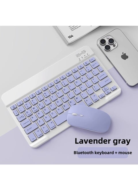 Round Cap Bluetooth Keyboard For IPad Huawei Mobile Phone Tablet PC Charging Magnetic Wireless Mouse Keyboard Wholesale-Color:Square 10inch Keyboard + Mouse Purple-tc Port-Product Type:Bluetooth Keyboard