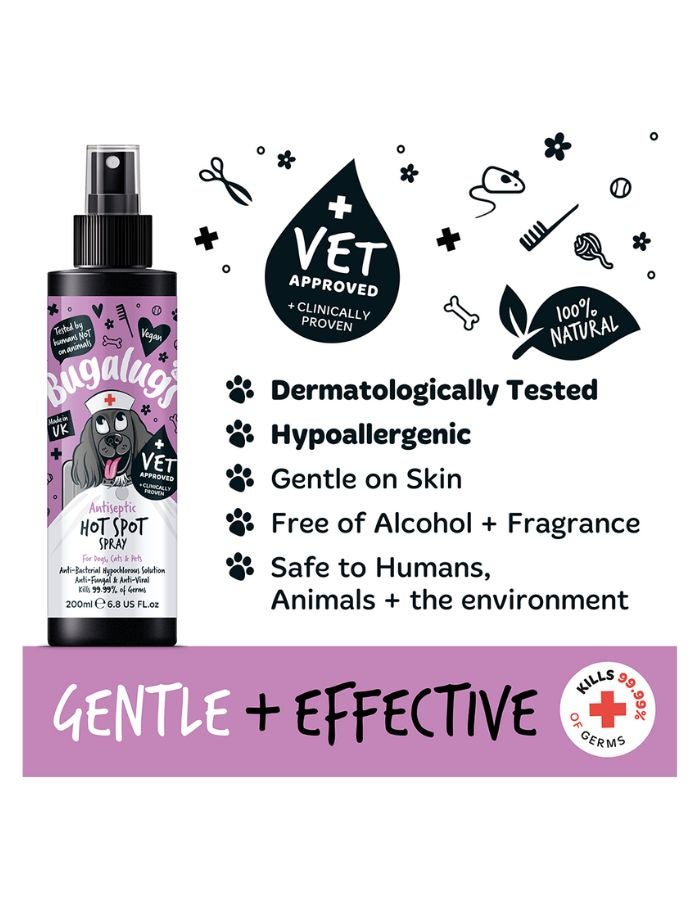 Bugalugs Antiseptic Hot Spot Spray for Dogs & Cats 200ml – Soothes Irritations & Promotes Healing - Image 2
