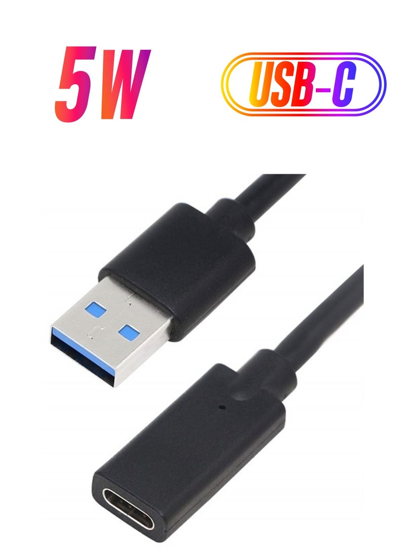 CERRXIAN - USB 3.0 Type A Male to USB 3.0 Type C Female Gold Plated Connector Converter Adapter (Black) (15cm) - Image 1