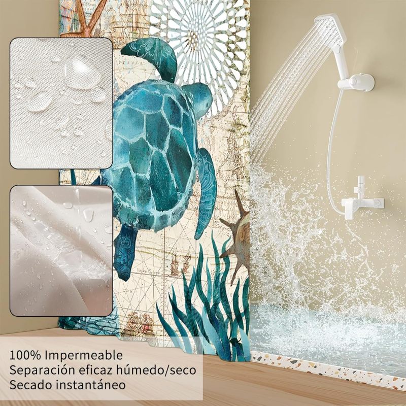 Shower Curtain Set: Blue - Bathroom Curtain Set for Home Bathroom Use - Image 5
