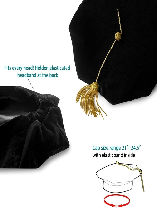 Endea Graduation تاج التخرج الفاخر من إنديا، بثمانية جوانب وخيوط ذهبية، زي أكاديمي للجنسين - Image 3