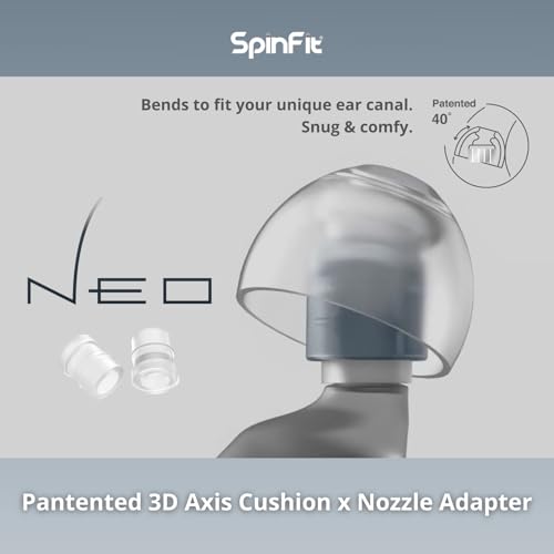 SpinFit NEO for IEM - S - Silicone Patented Eartips for Replacement, Secure Fit and Supreme Comfort, Reduce Allergic Reaction, One Set Fits Normal and Thin Nozzles (1 Pair)(with Inserts) - Image 5