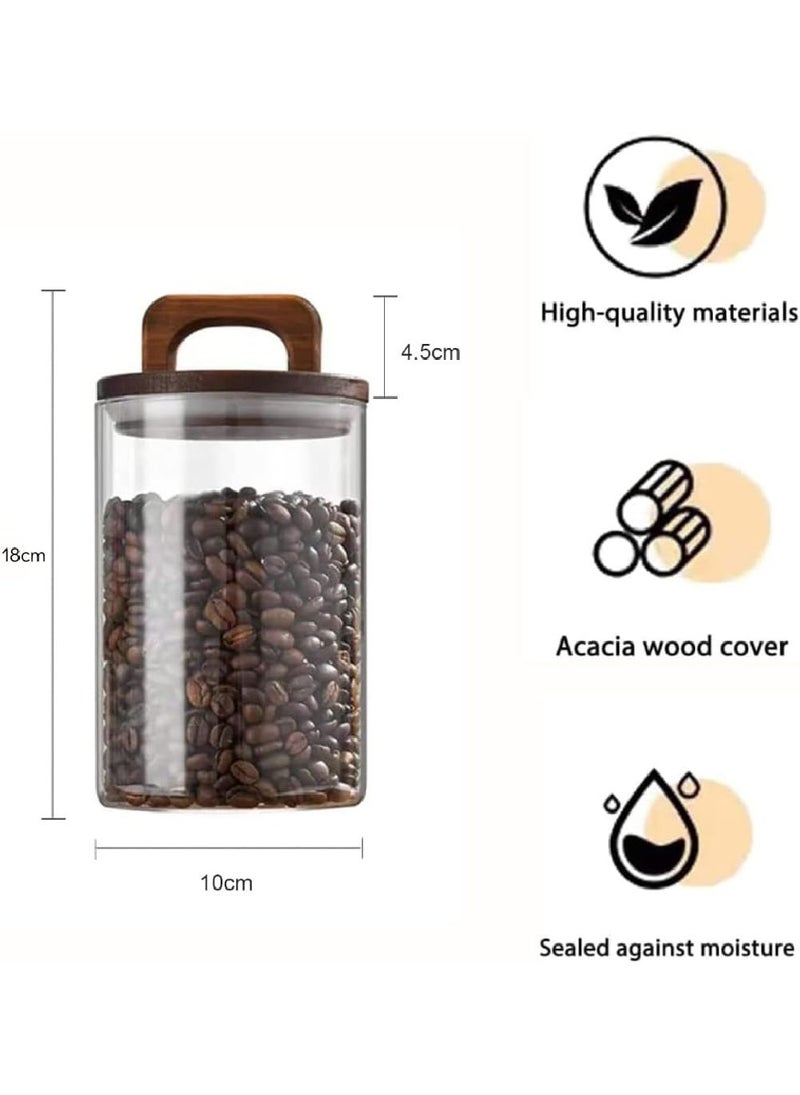 Homesmiths Homesmiths Borosilicate Glass Food Storage Jar with Acacia Wood Airtight Lid & Handle, 1000ml, 18cm – Durable, Elegant Kitchen Storage Solution - Image 3