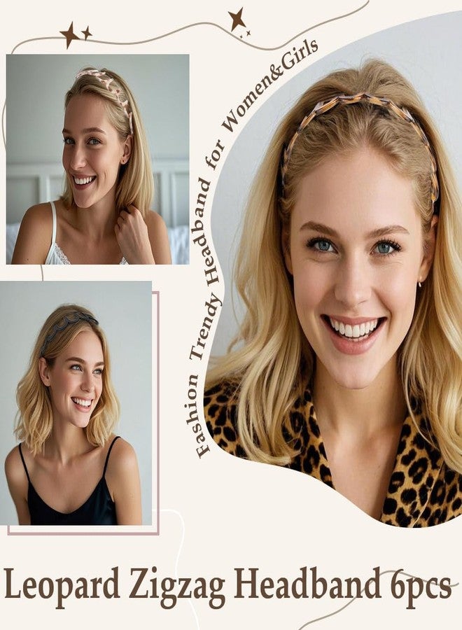 أبرنس مجموعة أطواق شعر متعرجة من Aprince للنساء، 6 قطع، أطواق شعر مموجة بأسنان، طوق شعر بنقشة صدفة السلحفاة، طوق شعر بنقشة الفهد مانع للانزلاق، طوق شعر قابل للعكس على شكل حرف U، طوق شعر بأسنان القرش، طوق شعر بتصميم مشط التسعينيات - Image 2