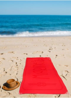 Anemoss Large Size Beach Towel, 100% Turkish Cotton, Anchor Design, Red, High Absorbent, Soft Towel, 70x140cm  - Image 5