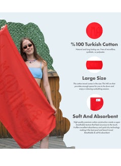 Anemoss Large Size Beach Towel, 100% Turkish Cotton, Anchor Design, Red, High Absorbent, Soft Towel, 70x140cm  - Image 3