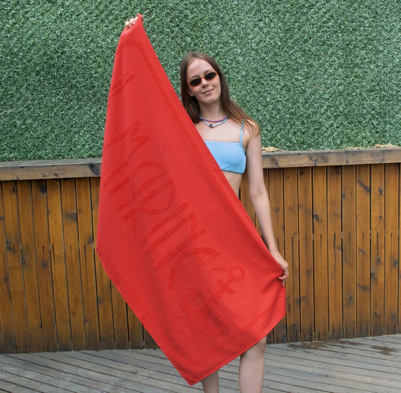 Anemoss Large Size Beach Towel, 100% Turkish Cotton, Anchor Design, Red, High Absorbent, Soft Towel, 70x140cm - Image 5