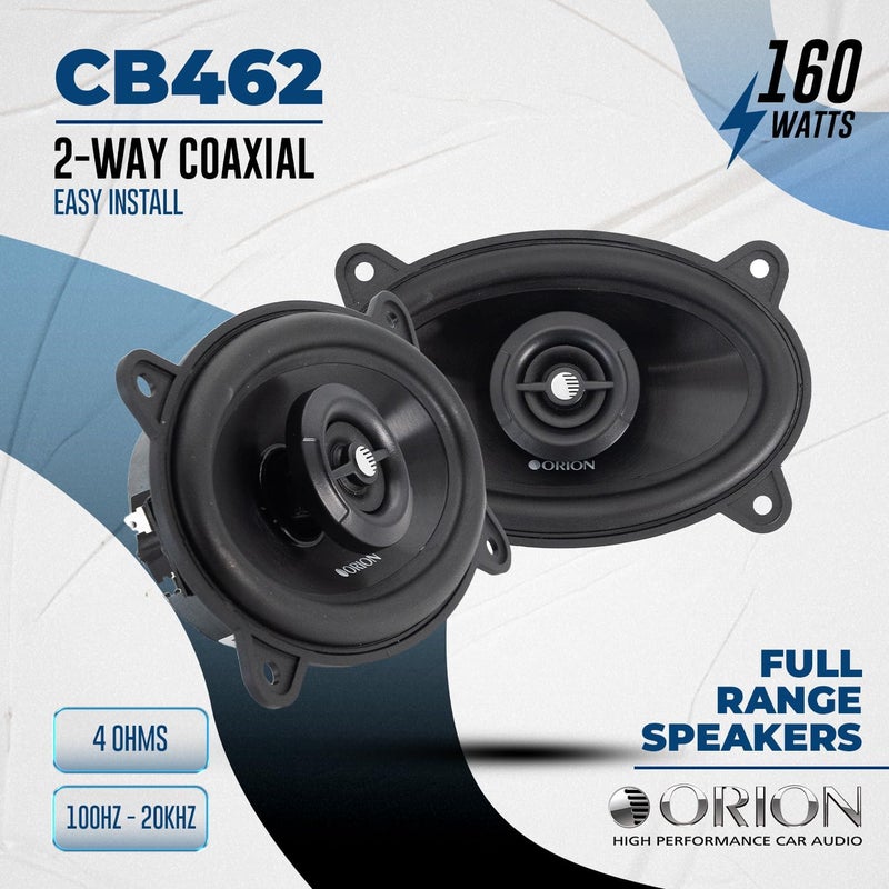 Orion سماعات السيارة كوباالت CB462 4x6 بوصة 2-طريق، 160 واط، 4 أوم، نطاق كامل، صوت معزز، مخروط بولي بروبيلين وإطار مطاطي بوتيل، تركيب سهل (زوج) - Image 2