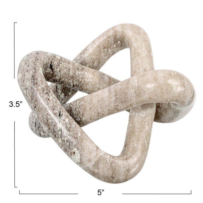 Creative Co-Op Modern Decorative Marble Link Knot, Beige - Image 2