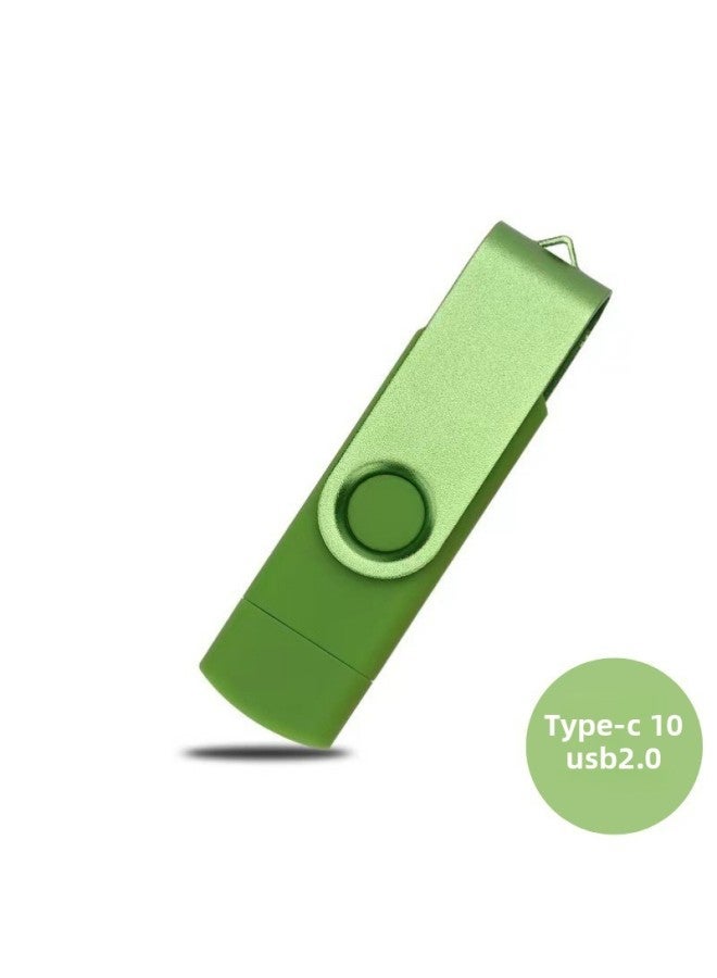 Loquat Metal Rotating Mobile Phone Usb Flash Drive 16gb 32gb For Android Computer Use Otg Customized Gifts Usb Drive Text Engraving-Color:Green-Capacity:128GB  - Image 1