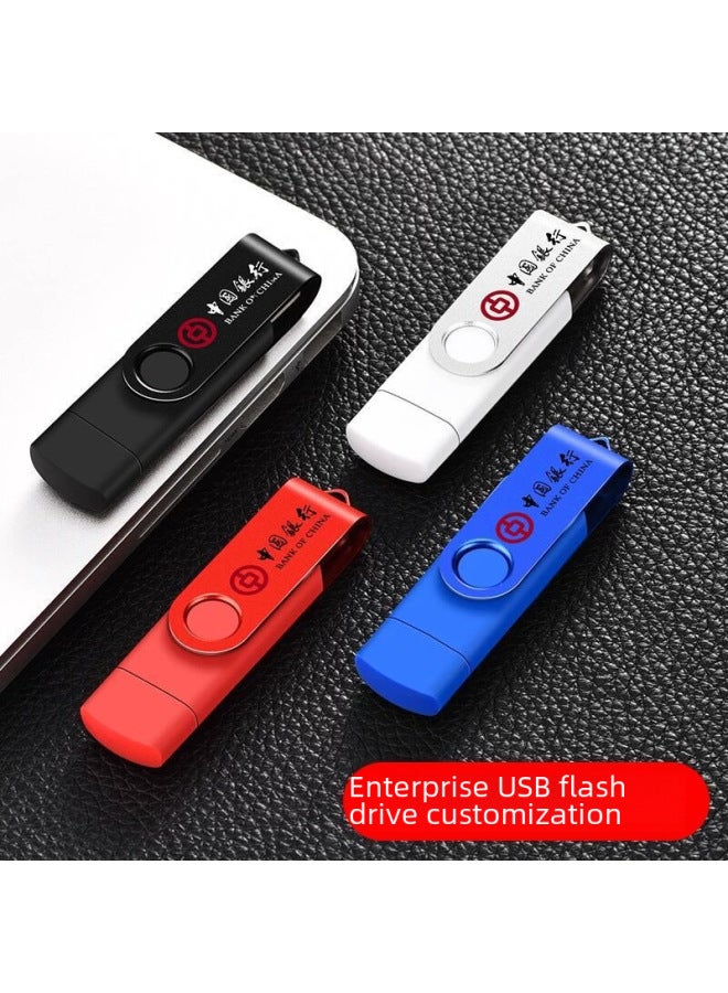 Loquat Metal Rotating Mobile Phone Usb Flash Drive 16gb 32gb For Android Computer Use Otg Customized Gifts Usb Drive Text Engraving-Color:Green-Capacity:128GB  - Image 5