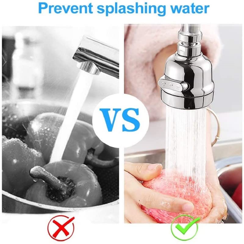 TOMATUS® 360 Rotating Tap – 3 Mode Adjustable Tap Extension for Kitchen Sink, Water Saver Anti-Splash Sprayer Head with Bubbler & Power Spray with Short Design - Image 4
