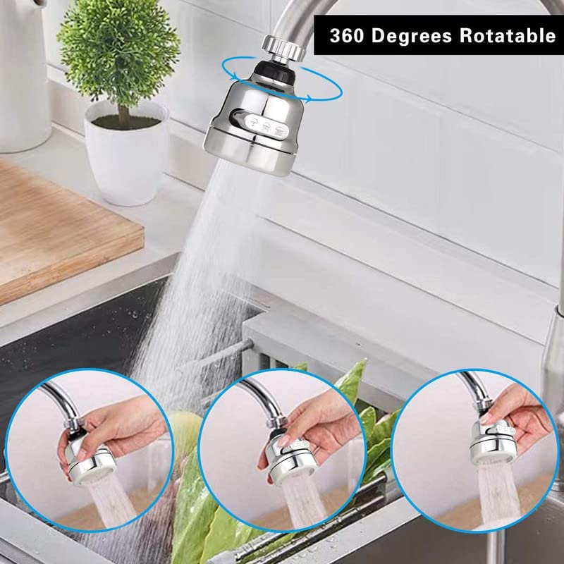 TOMATUS® 360 Rotating Tap – 3 Mode Adjustable Tap Extension for Kitchen Sink, Water Saver Anti-Splash Sprayer Head with Bubbler & Power Spray with Short Design - Image 5
