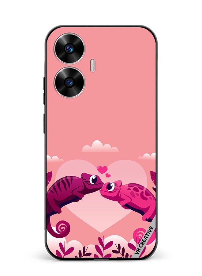 VR CREATIVE Protective Case Cover For Realme C55 Love Chameleons Design Multicolour - Image 1