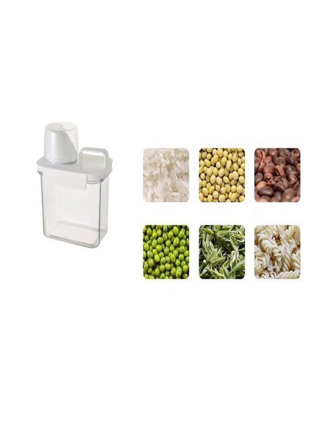 Frianchlly 2PCS Airtight Food Storage Containers measuring Cup,Plastic Dry Food Canisters for Kitchen Pantry Organization and Storage, One handed Leak Proof Lids White. - Image 2