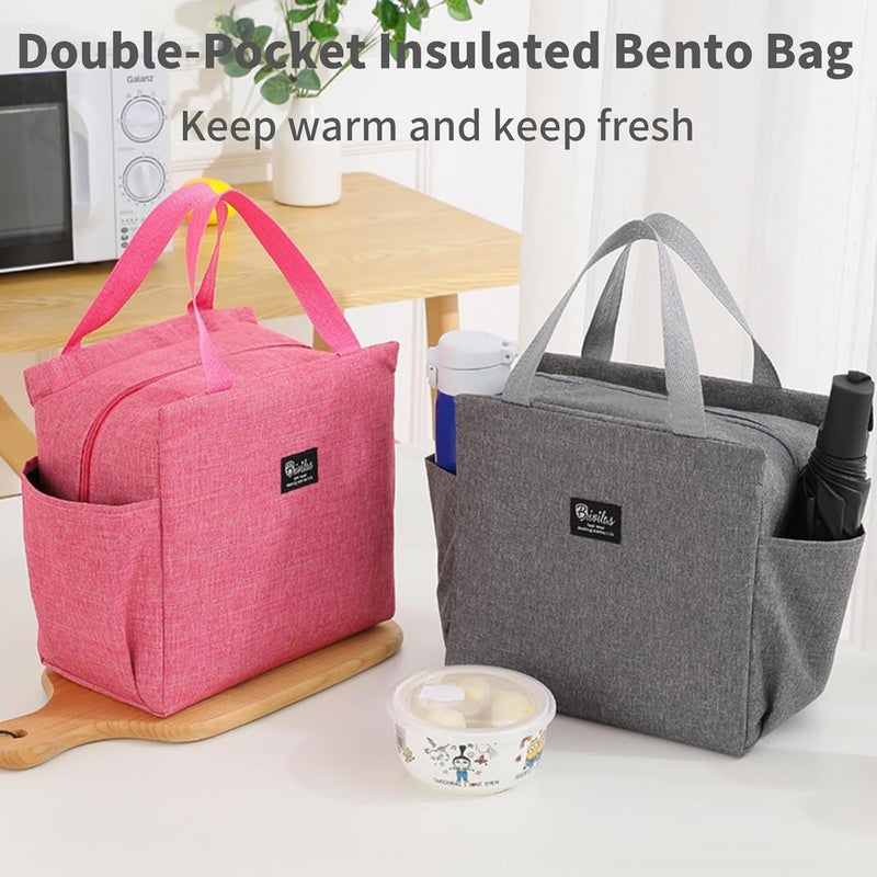 Lunch Bags Insulated Lunch Bag Tote Bag for Adult,Men,Women，Reusable Leakproof Handbags Case for Work Office School Picnic Travel(Pink) - Image 2
