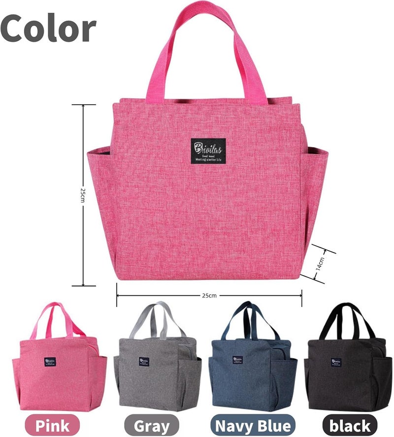 Lunch Bags Insulated Lunch Bag Tote Bag for Adult,Men,Women，Reusable Leakproof Handbags Case for Work Office School Picnic Travel(Pink) - Image 3