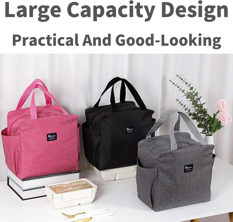 Lunch Bags Insulated Lunch Bag Tote Bag for Adult,Men,Women，Reusable Leakproof Handbags Case for Work Office School Picnic Travel(Pink) - Image 4