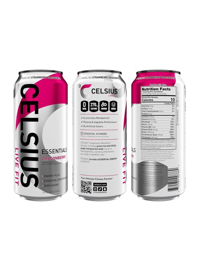 CELSIUS مشروب الطاقة الفوار دراجون بيري، خالي من السكر، 16 أونصة سائلة (عبوة من 12) - Image 2