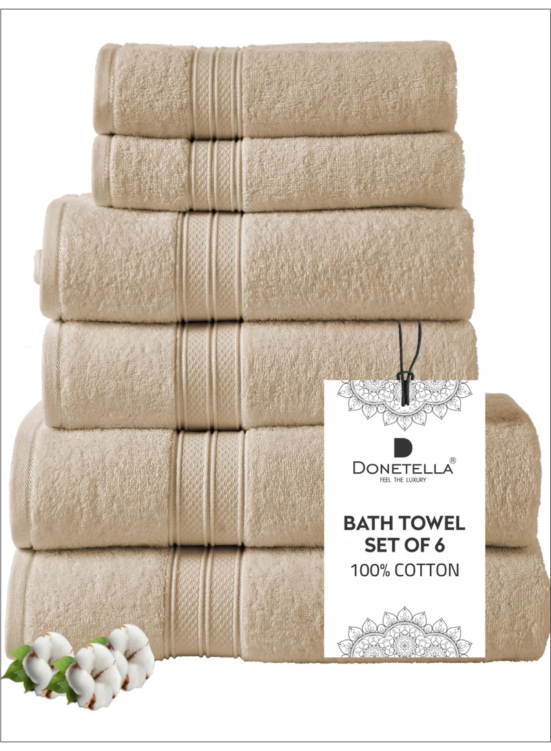 Donetella Premium Towel 6-Pcs Set, 100% Combed Cotton 600 GSM, Highly Absorbent, Quick Dry Towel Set Include 2 Bath Towel, 2 Bath Sheet, 2 Hand Towel, Best Set for Bathroom Gym, Hotel And Spa
