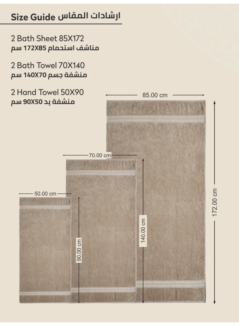 Donetella Premium Towel 6-Pcs Set, 100% Combed Cotton 600 GSM, Highly Absorbent, Quick Dry Towel Set Include 2 Bath Towel, 2 Bath Sheet, 2 Hand Towel, Best Set for Bathroom Gym, Hotel And Spa
