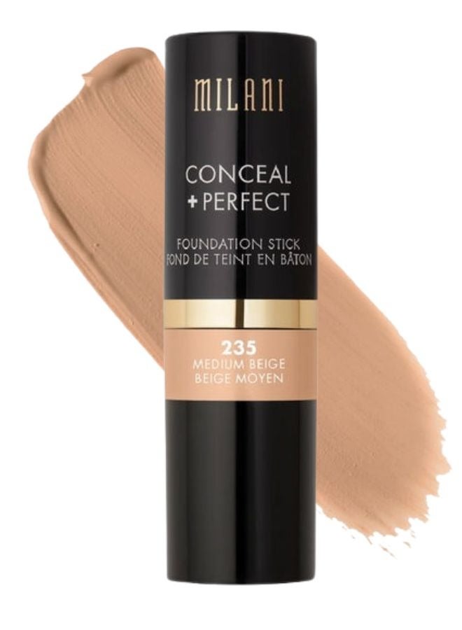 Milani Conceal + Perfect Foundation Stick - 235 Medium Beige (0.46 Ounce) Vegan, Cruelty-Free Cream Foundation - Cover Under-Eye Circles, Blemishes & Skin Discoloration for a Flawless Finish - Image 1
