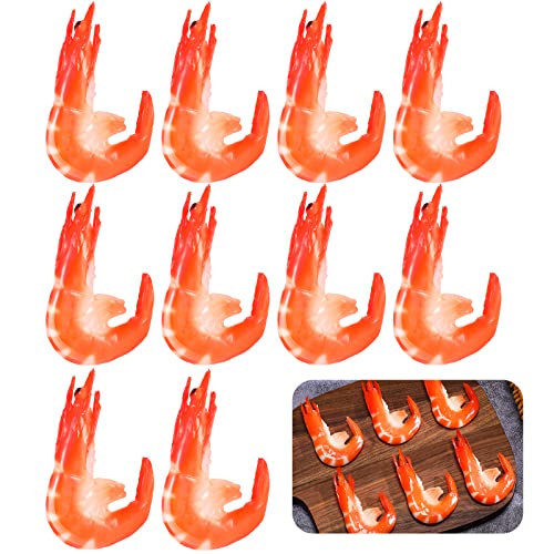 Chalyna 9 Pcs Red Simulated Fake Shrimps Model Simulated Cooked Shrimps Artificial Fake Food Model for Kitchen Home Decoration Food Sample Display and Photography Prop - Image 1