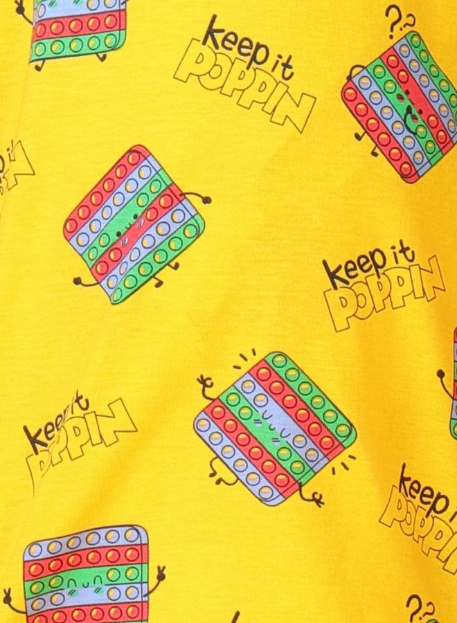 Anthrilo Girls Yellow Pop It Cotton T-Shirt and Pants Set - Image 4