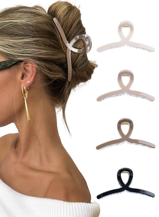 Molans 5“ Large Hair Claw Clips 4PCS for Women - Acrylic Hair Accessories for Thick Hair and Long Hair, Big Strong Durable Hair Applique, Oversized Non-slip Rectangle Butterfly Jaw Hair Clips - Image 1