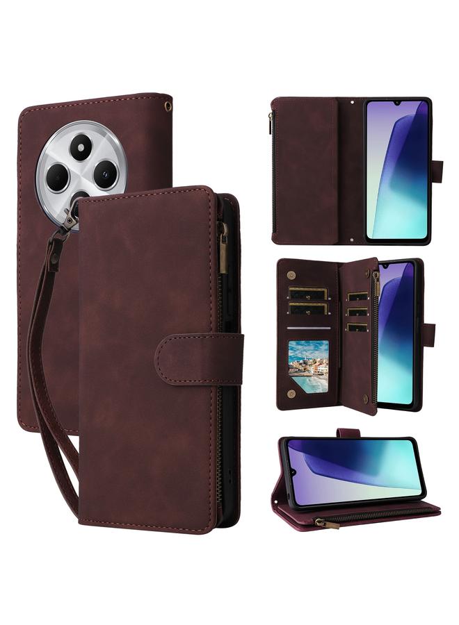 S-TOP Case For Redmi 14C 4G Multifunctional Frosted Zipper Wallet Leather Phone Case - Image 1