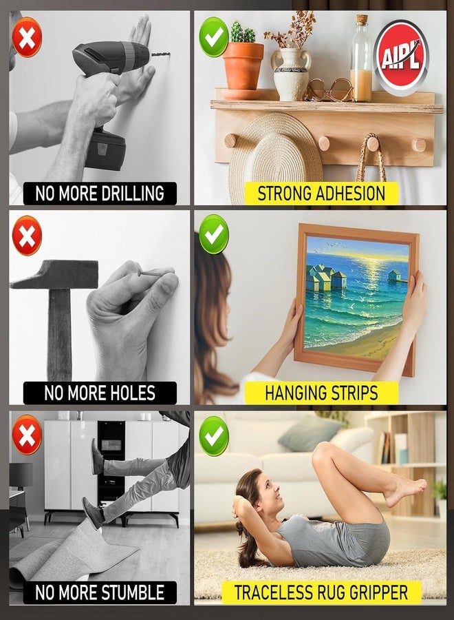 AIPL Nano Grip Tape Double Sided Tape Heavy Duty, Clear Mounting Tape Picture Hanging Adhesive Strips, Wall Tape for Poster, Rug, Picture Hanging, Office&Outdoor -1 MM X 19 MM X 2 MTR - Image 2