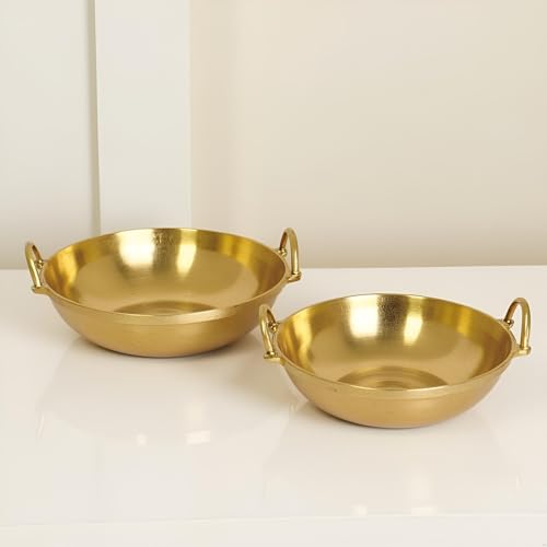 NUTRION Bronze Kadai Cookware Combo – 10″/3 L Kadai & 9″/1.8 – Tin-Coated Traditional Kerala Bronze, Chemical-Free, Even-Heat, Durable Duo - Image 1